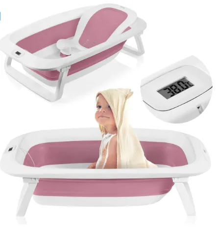 Cadita pliabila cu termometru Lionelo BabyBubble Pink Magnolia, 85 cm Cadita pliabila cu termometru Lionelo BabyBubble Pink Magnolia, 85 cm