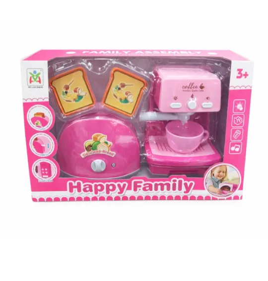 Set de joacă „Prăjitor de pâine + aparat de cafea” cu sunet, roz, cod 952043